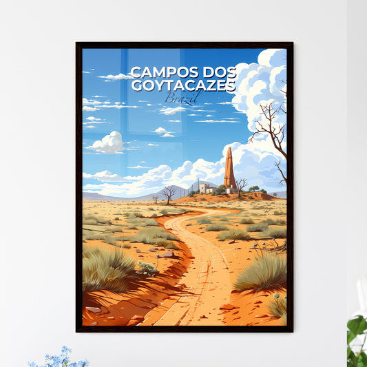 Vibrant Desert Painting: Dirt Road Through Arid Landscape, Campos dos Goytacazes Skyline Brazil Default Title