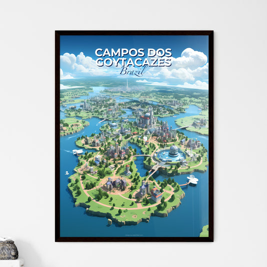 Campos dos Goytacazes Brazil Cityscape, Cartoon City View, Watercolor Painting, Colorful Art, Island City Default Title