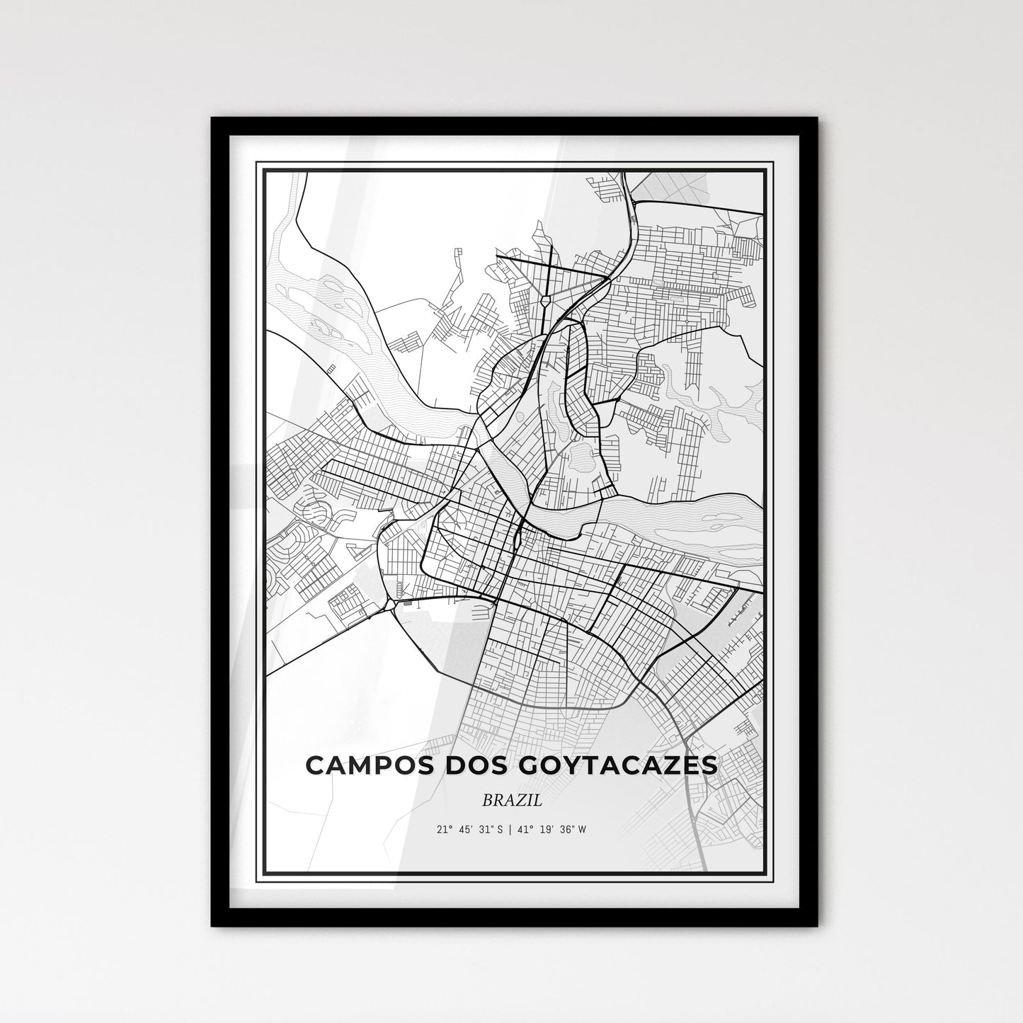 Campos dos Goytacazes Brazil - Scandinavian Style City Map for Modern Home Decor