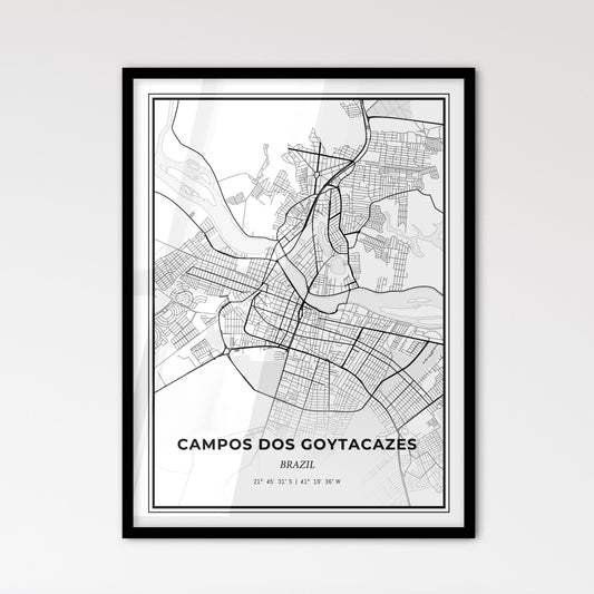 Campos dos Goytacazes Brazil - Scandinavian Style City Map for Modern Home Decor