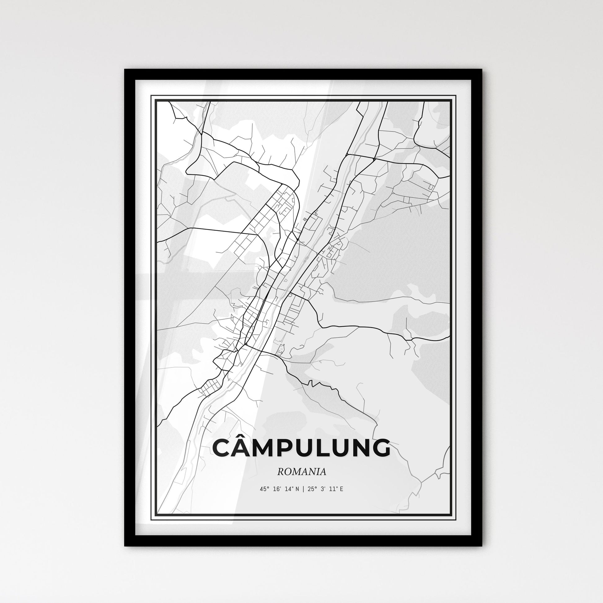 Câmpulung Romania - Scandinavian Style City Map for Modern Home Decor