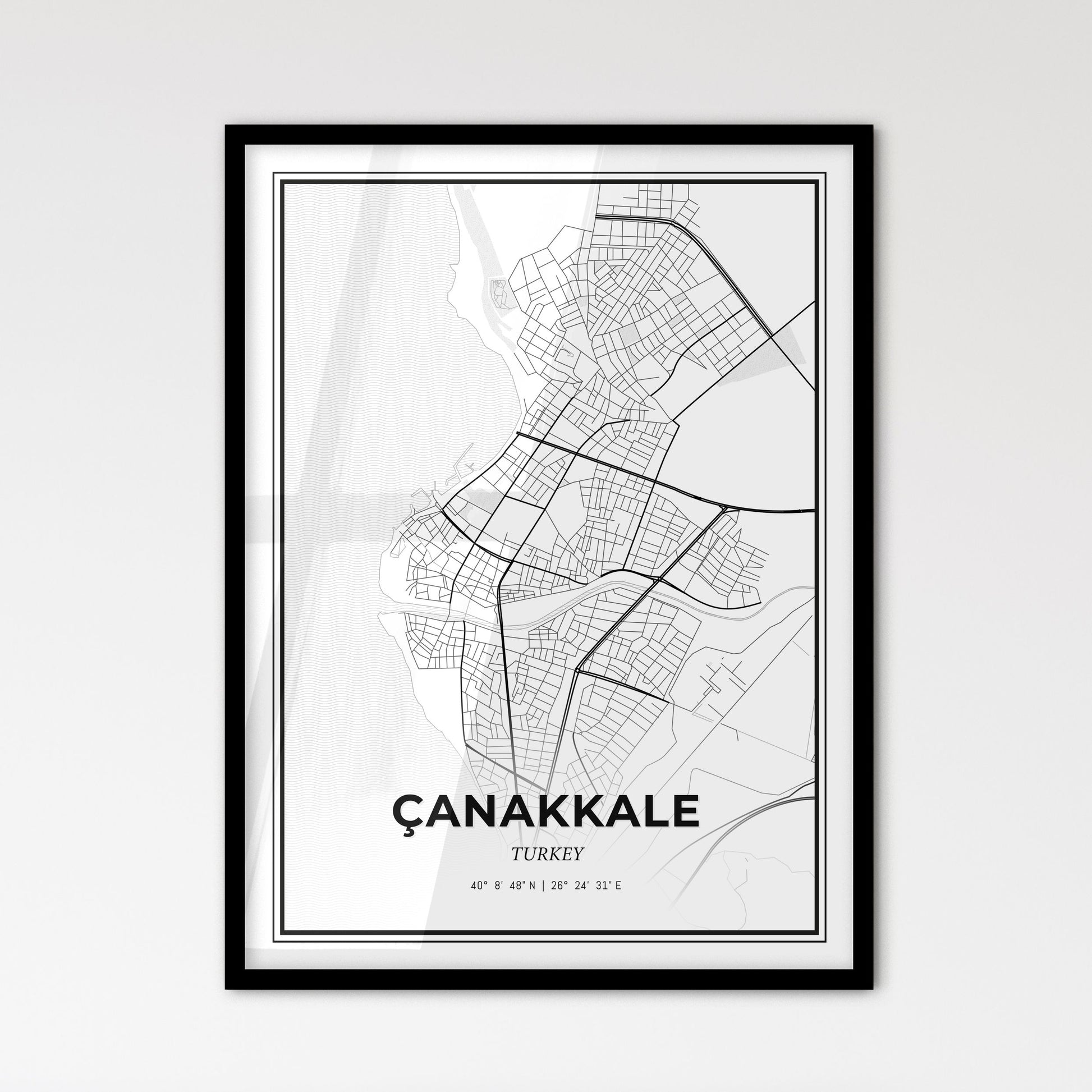 Çanakkale Turkey - Scandinavian Style City Map for Modern Home Decor