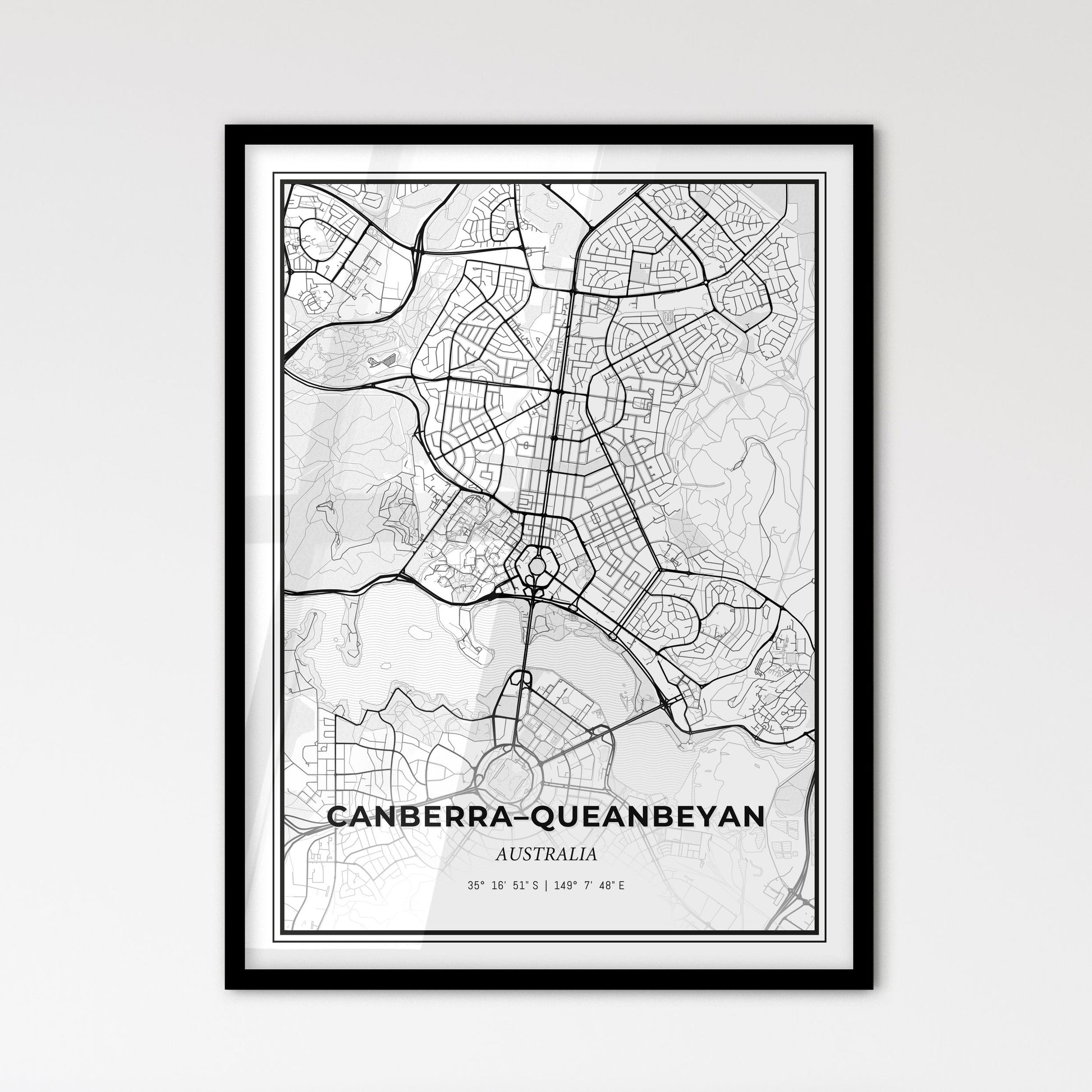 Canberra–Queanbeyan Australia - Scandinavian Style City Map for Modern Home Decor