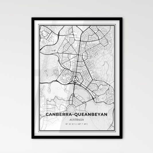 Canberra–Queanbeyan Australia - Scandinavian Style City Map for Modern Home Decor