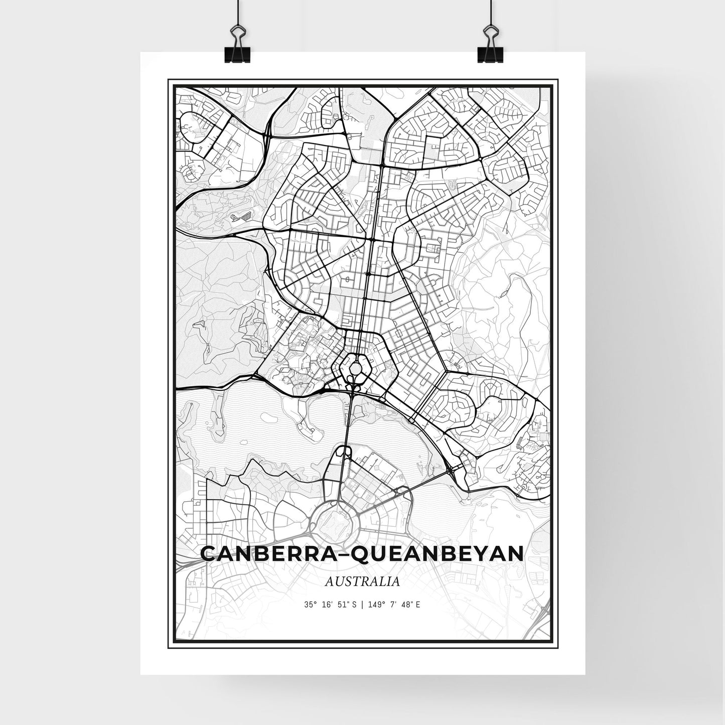 Canberra–Queanbeyan Australia - Premium City Map Poster