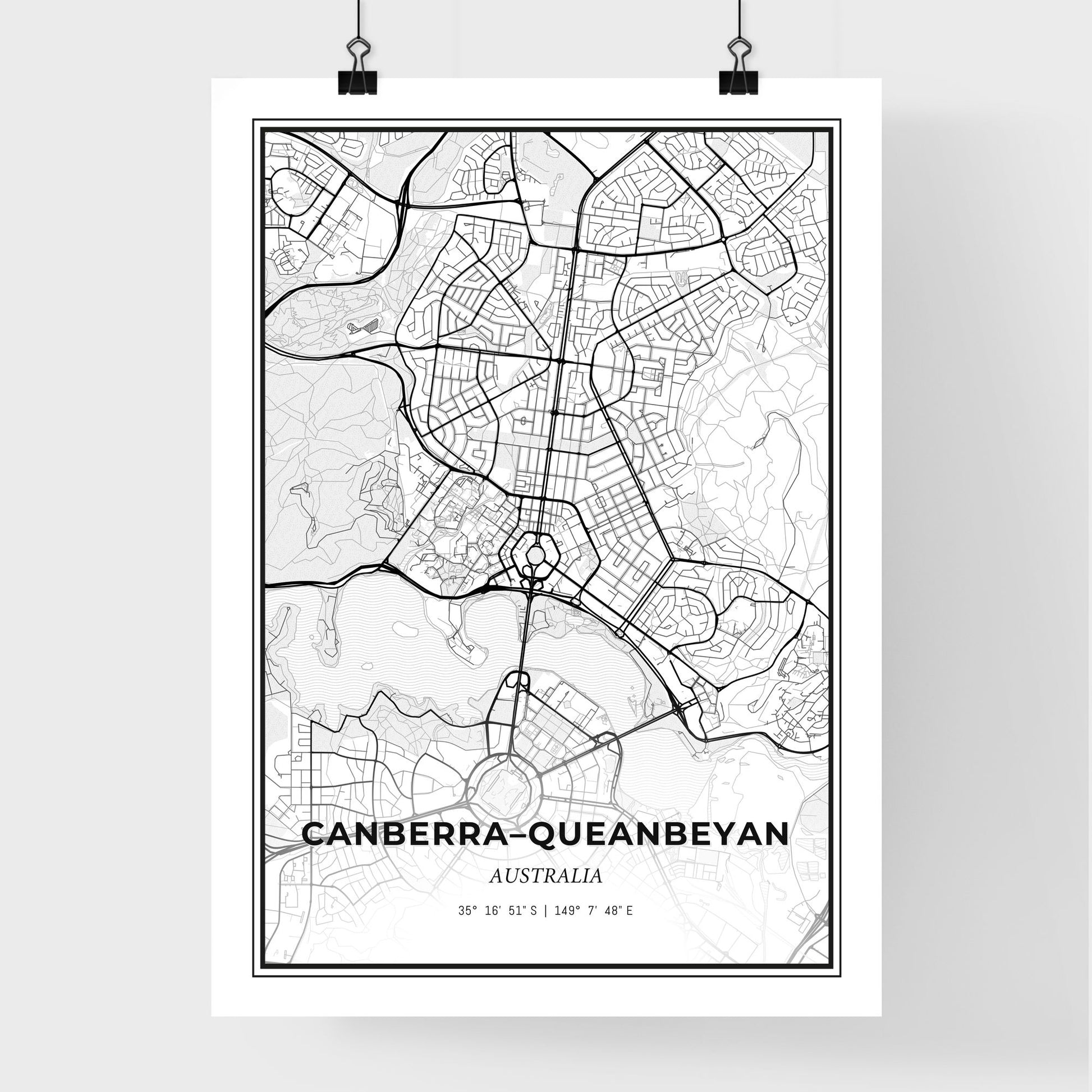 Canberra–Queanbeyan Australia - Premium City Map Poster