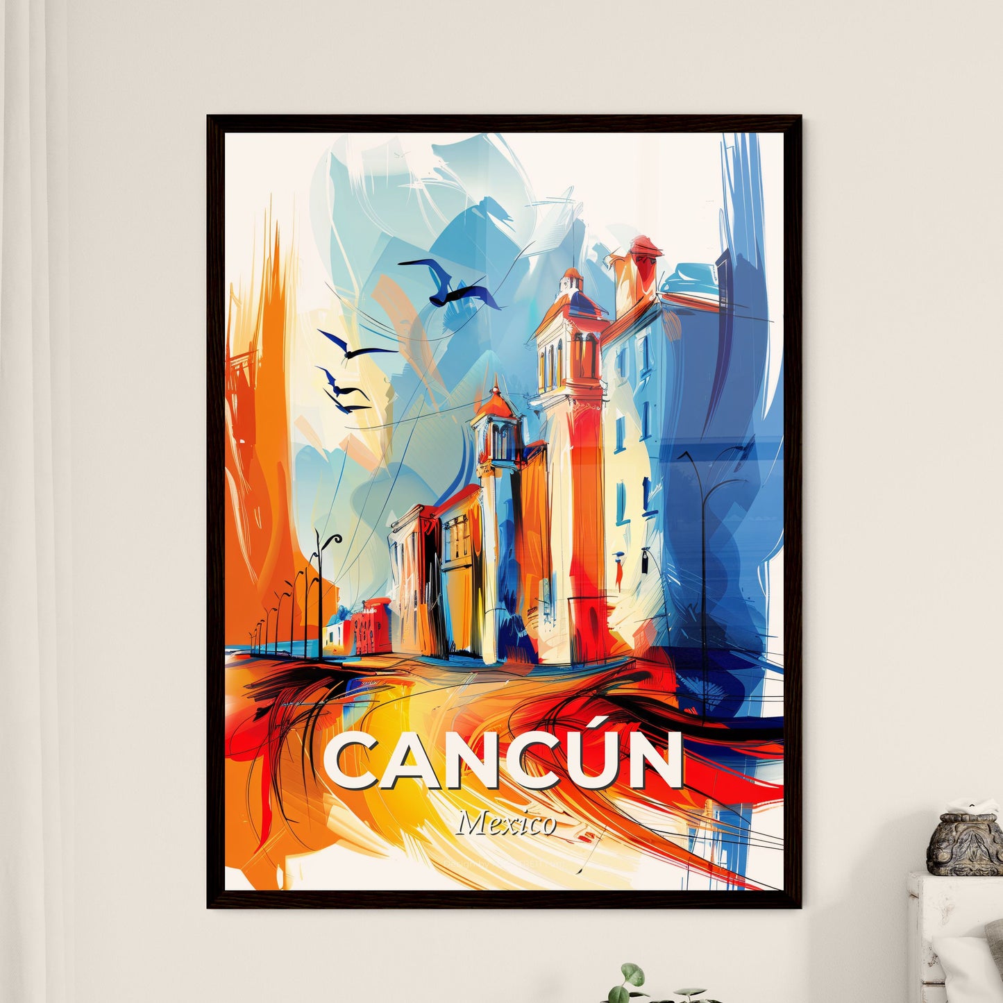 Vibrant Cancún, Mexico - A Painting Of A City