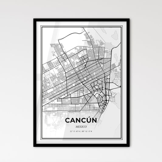 Cancún Mexico - Scandinavian Style City Map for Modern Home Decor