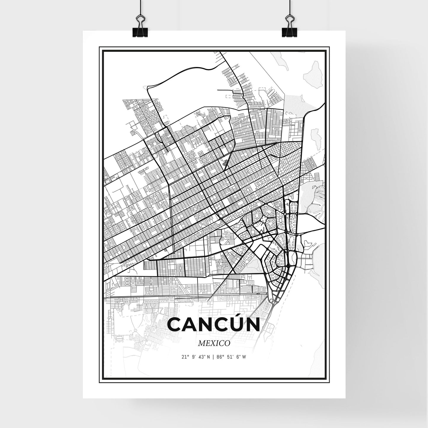 Cancún Mexico - Premium City Map Poster