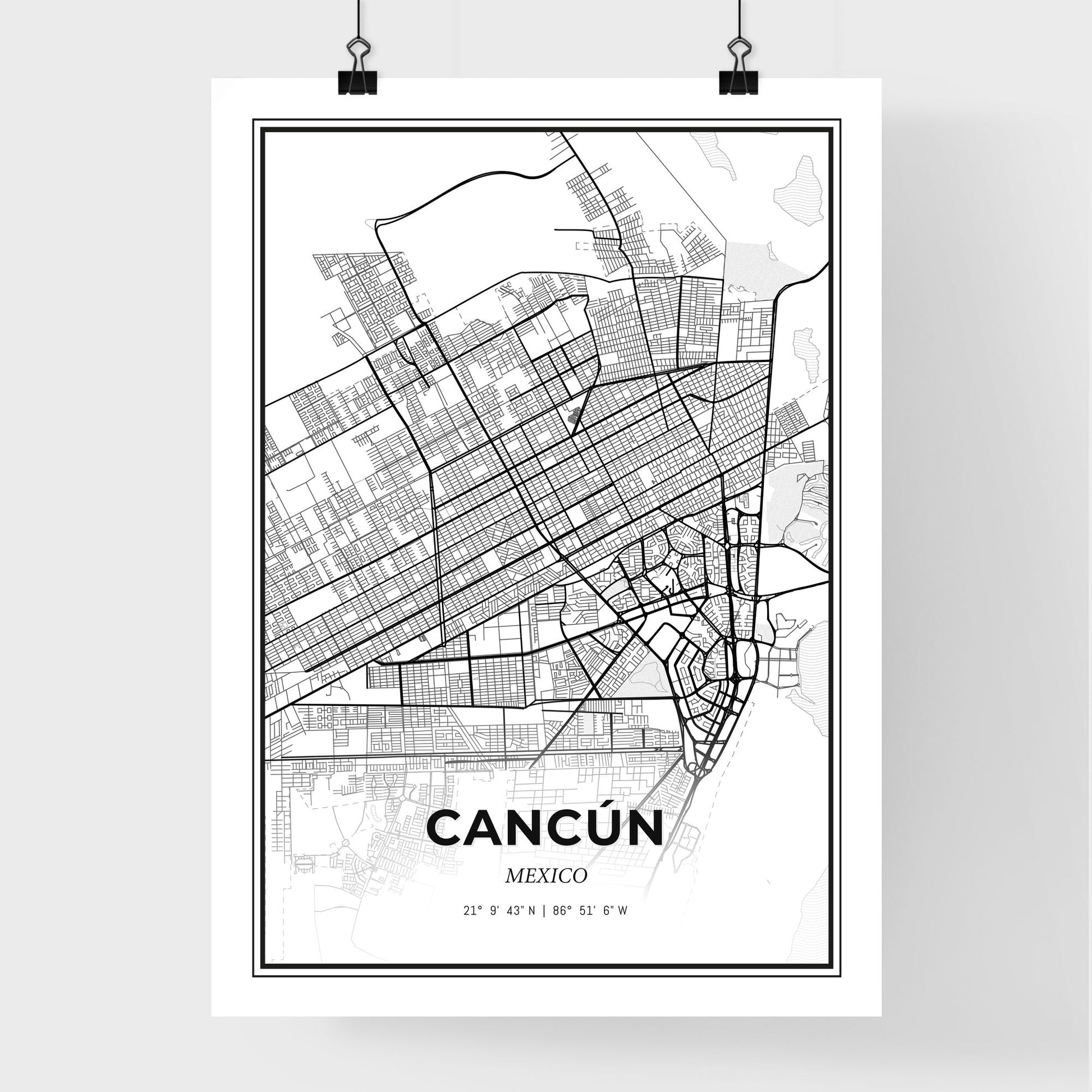 Cancún Mexico - Premium City Map Poster