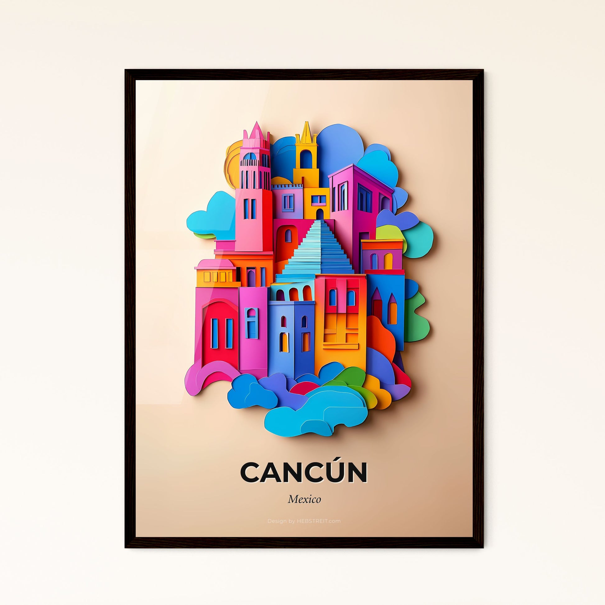 Vivid Cancún, Mexico - a colorful castle with a rainbow roof and a rainbow tower