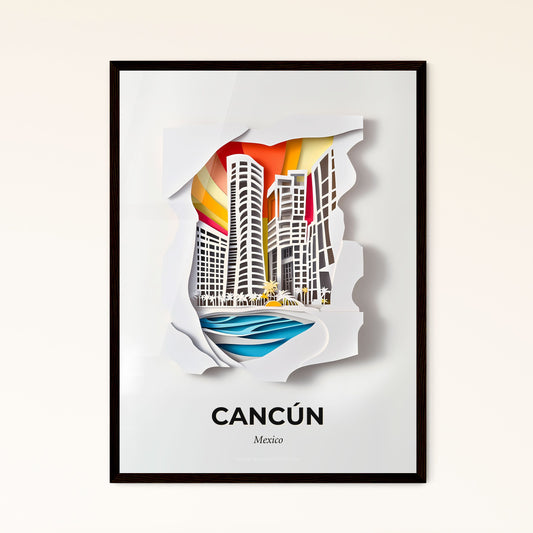 Vivid Cancún, Mexico - a paper cut of a city with a boat