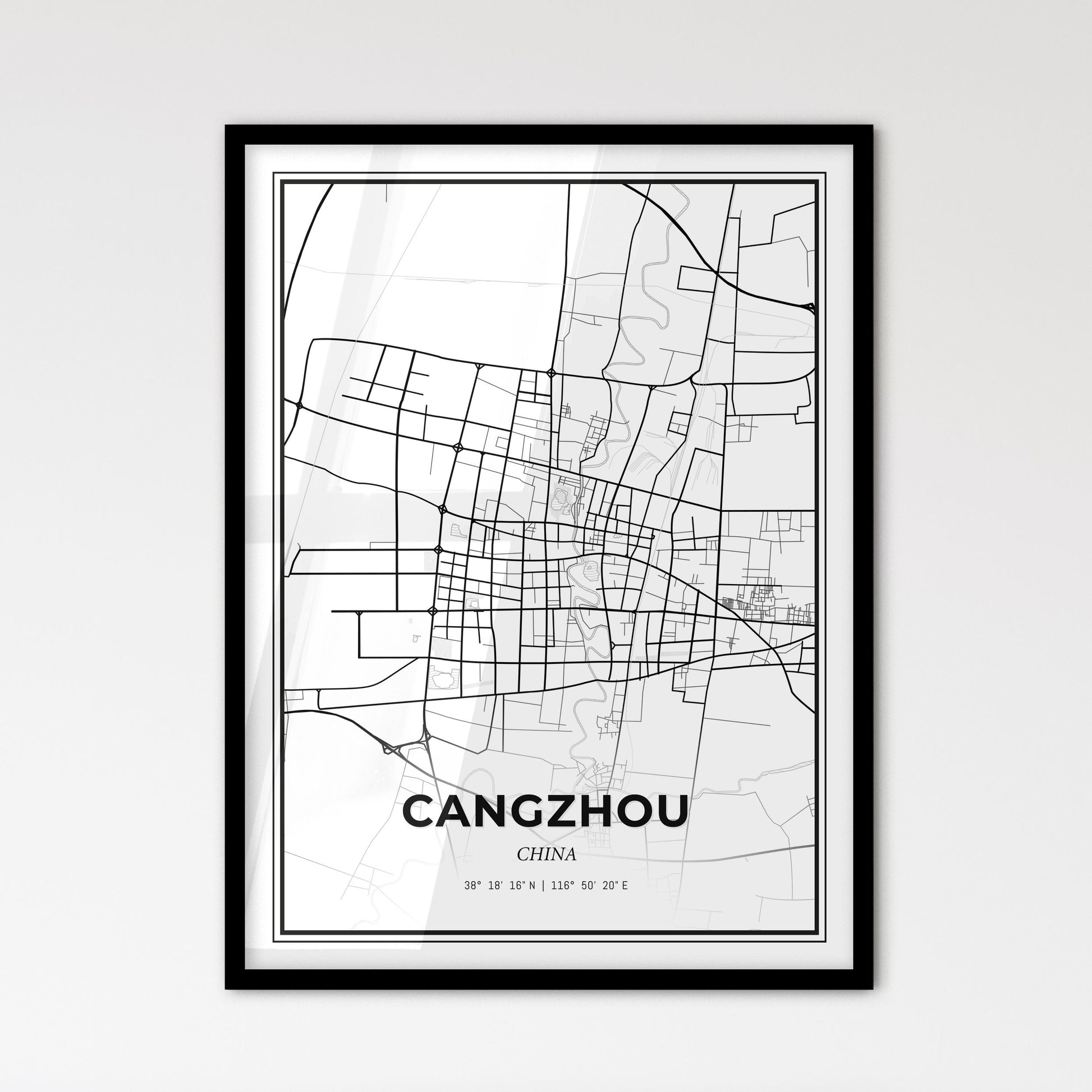 Cangzhou China - Scandinavian Style City Map for Modern Home Decor