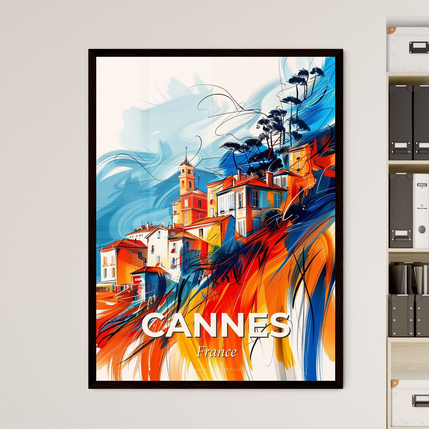 Vibrant Cannes, France - A Colorful Painting Of Buildings