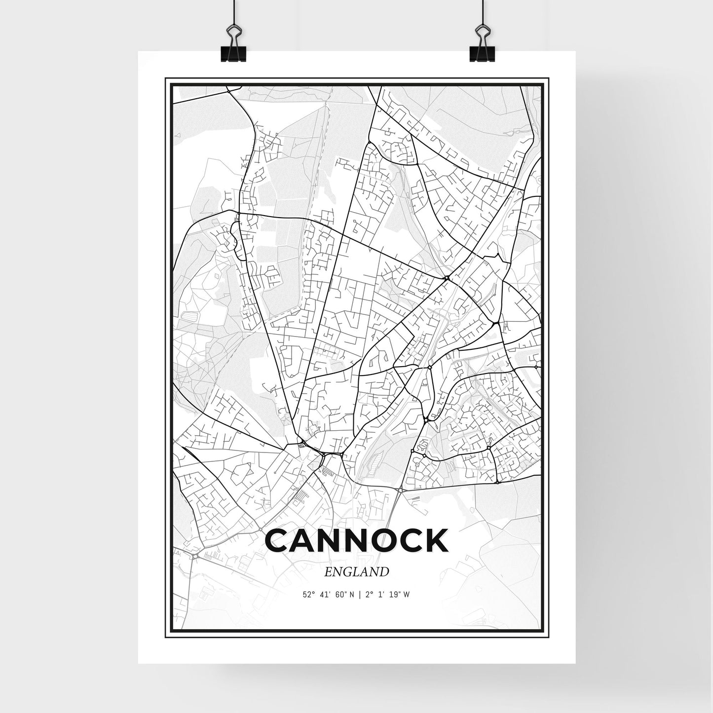 Cannock England - Premium City Map Poster