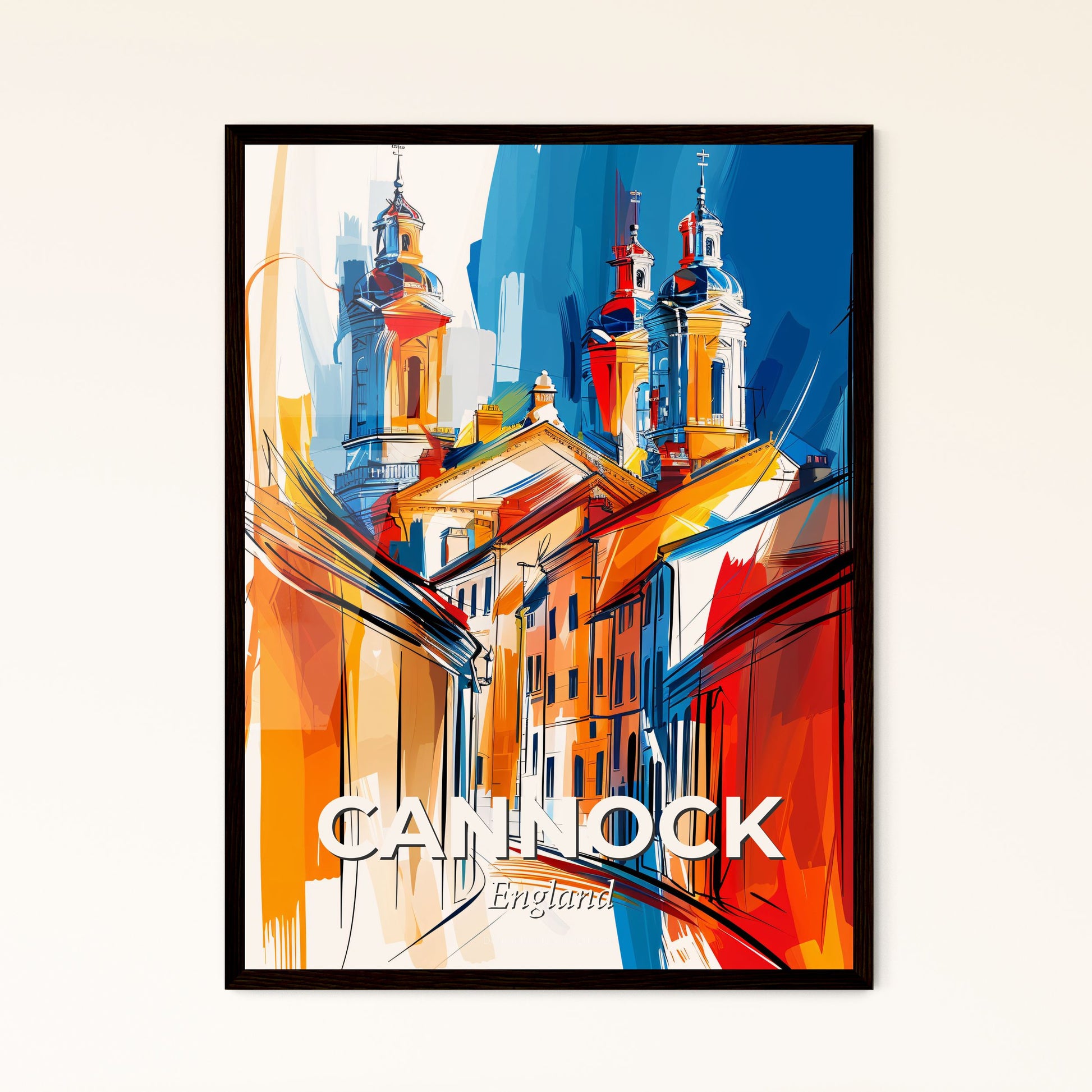 Vibrant Cannock, England - A Painting Of A Building With Towers