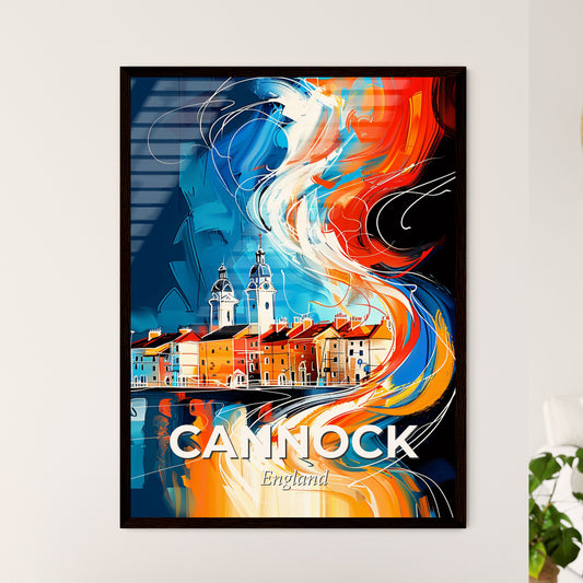 Vibrant Cannock, England - A Painting Of A City With A Fire In The Background