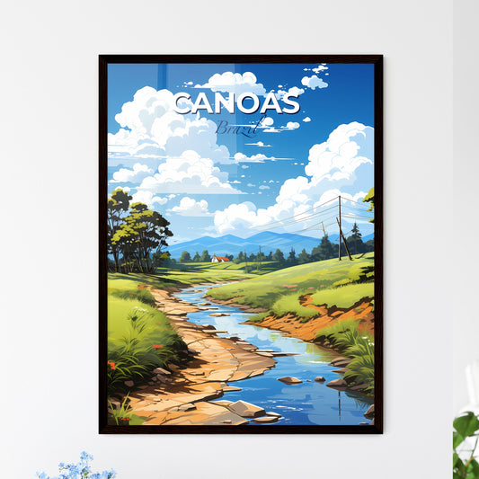 Canoas Brazil City Skyline Minimalist Painting Grass Field River Art Default Title