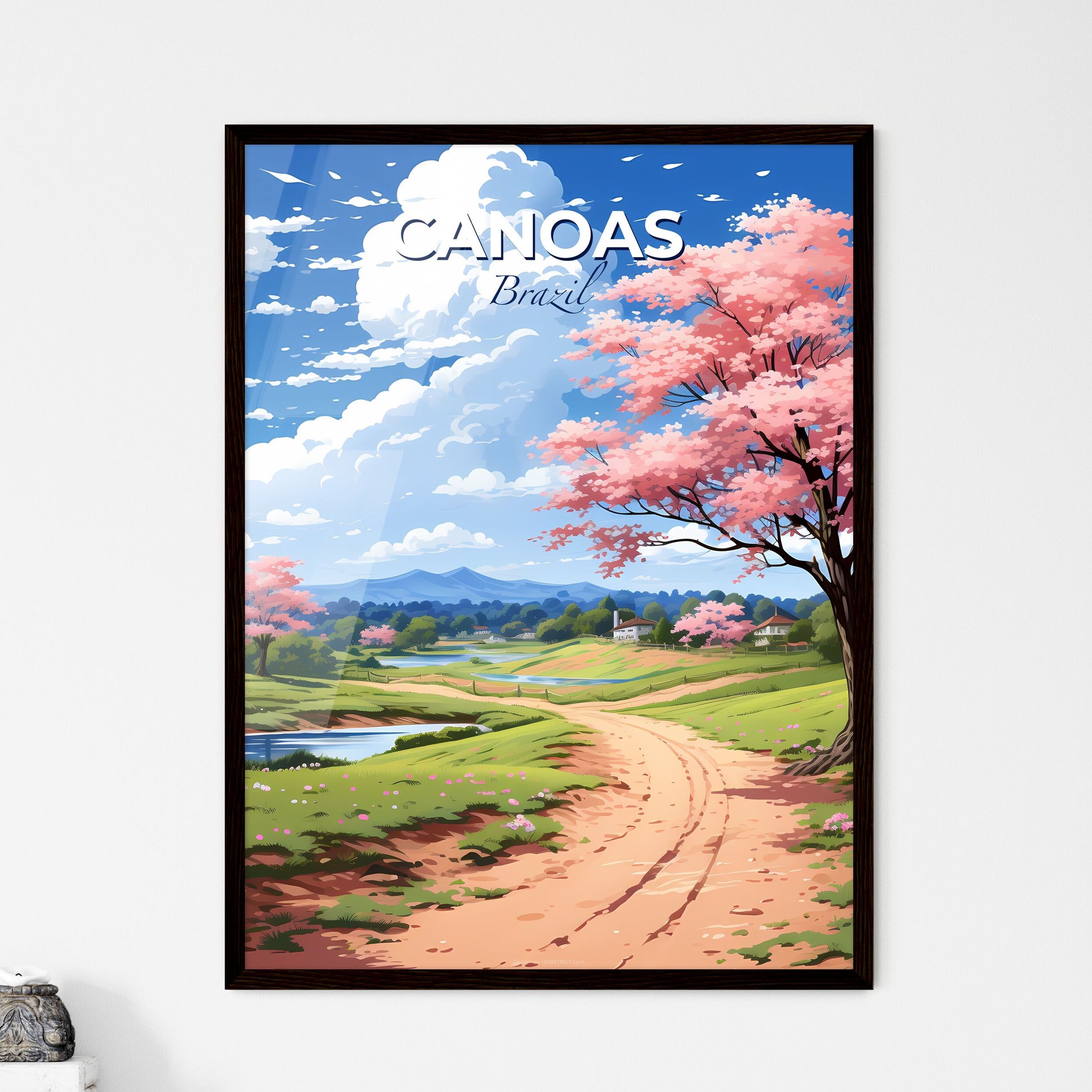 Canoas Brazil Skyline Vibrant Painting Landscape Road Tree Default Title