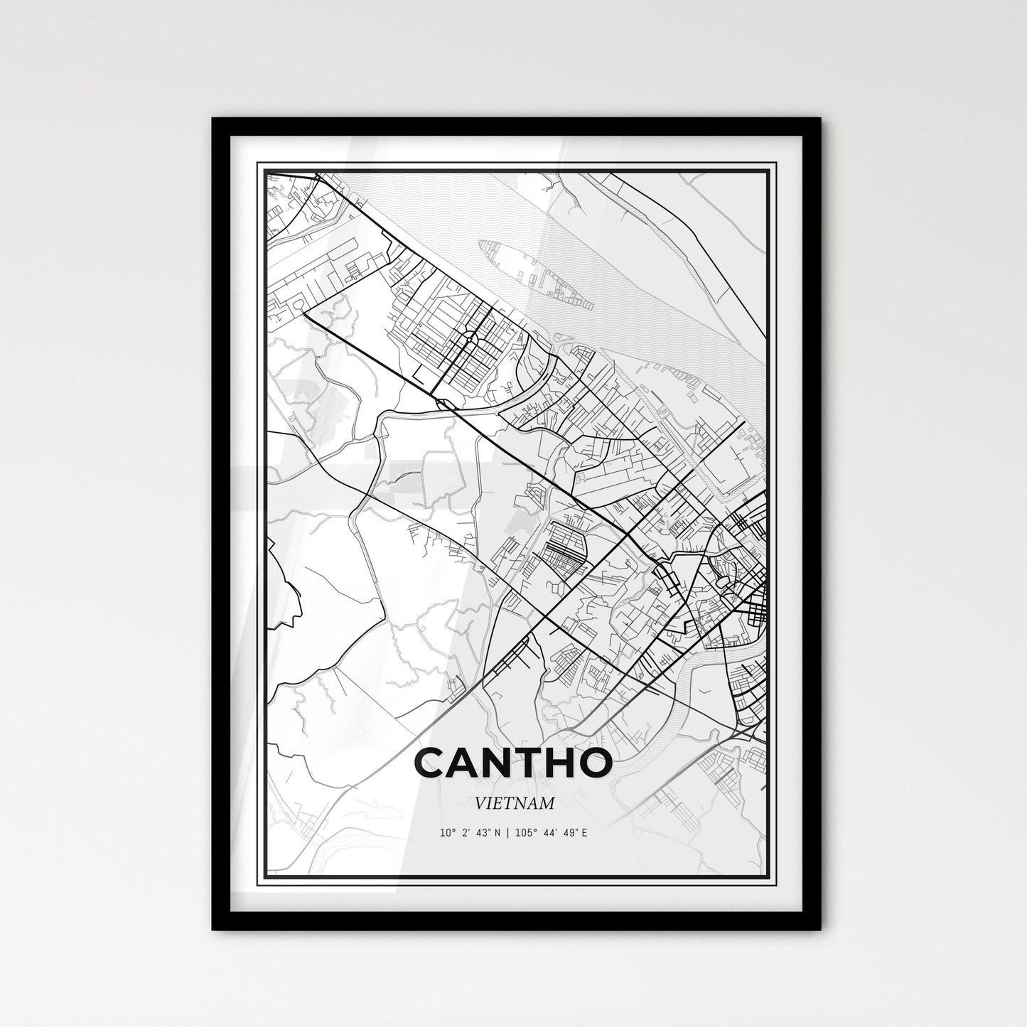 Cantho Vietnam - Scandinavian Style City Map for Modern Home Decor