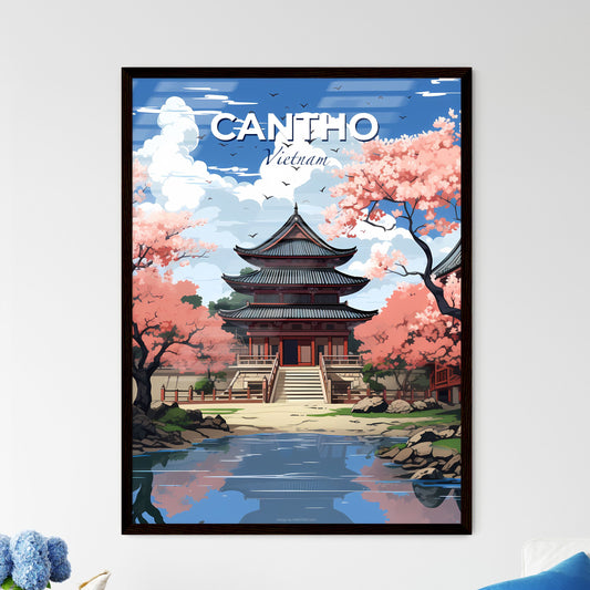 Cantho Vietnam Skyline Asian Cityscape Painting Wall Art Pond Flowers Buildings Default Title