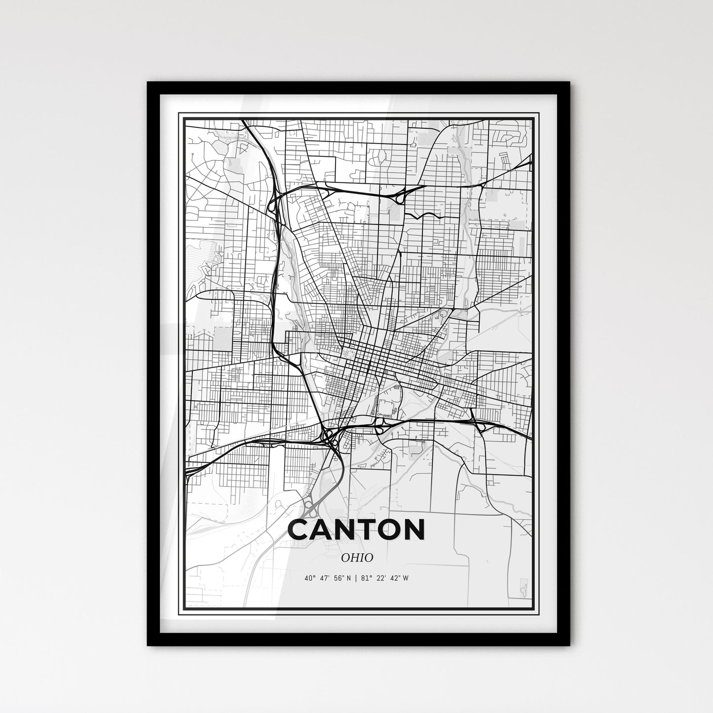 Canton Ohio - Scandinavian Style City Map for Modern Home Decor