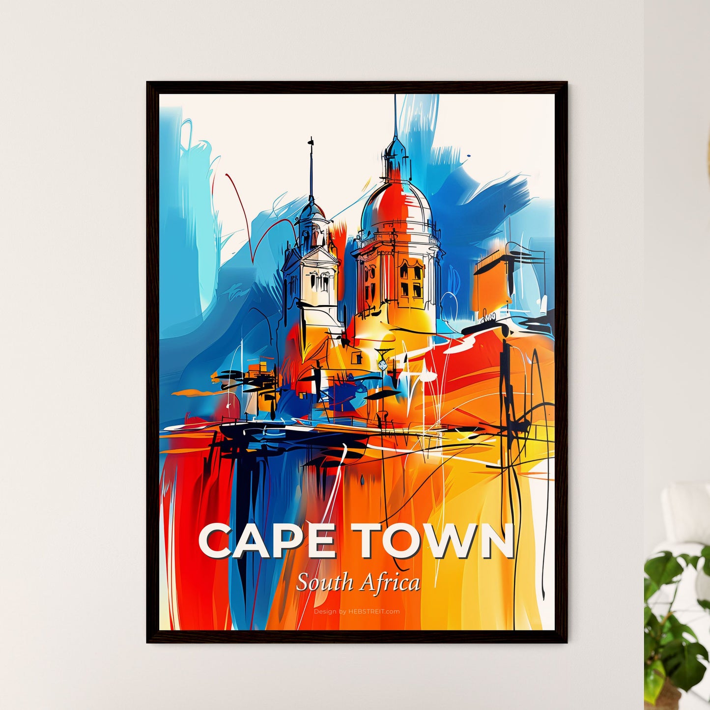 Vibrant Cape Town, South Africa - A Painting Of A Building With Towers