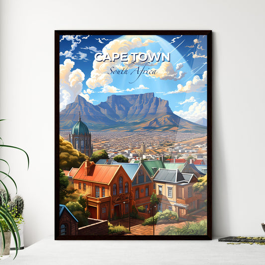 Vibrant Cape Town Skyline Painting: A Colorful City with a Majestic Mountain Backdrop Default Title