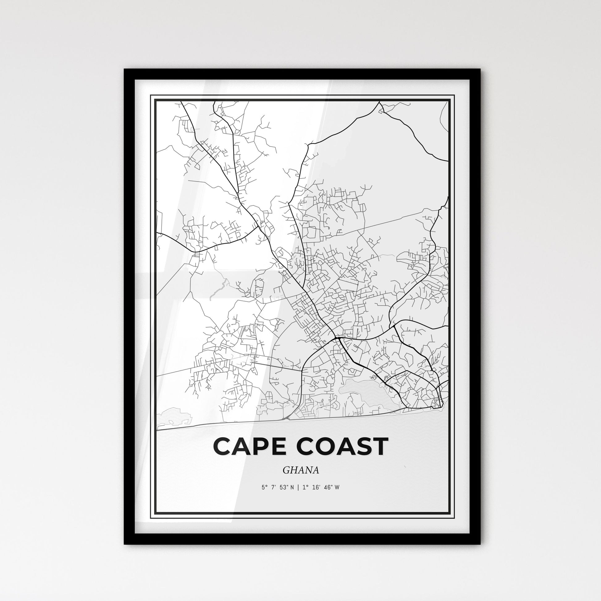 Cape Coast Ghana - Scandinavian Style City Map for Modern Home Decor