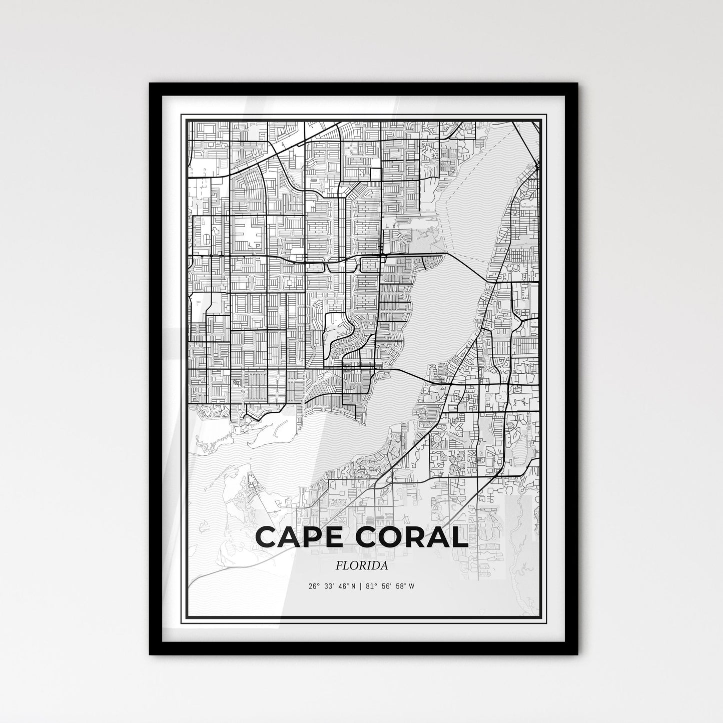 Cape Coral Florida - Scandinavian Style City Map for Modern Home Decor