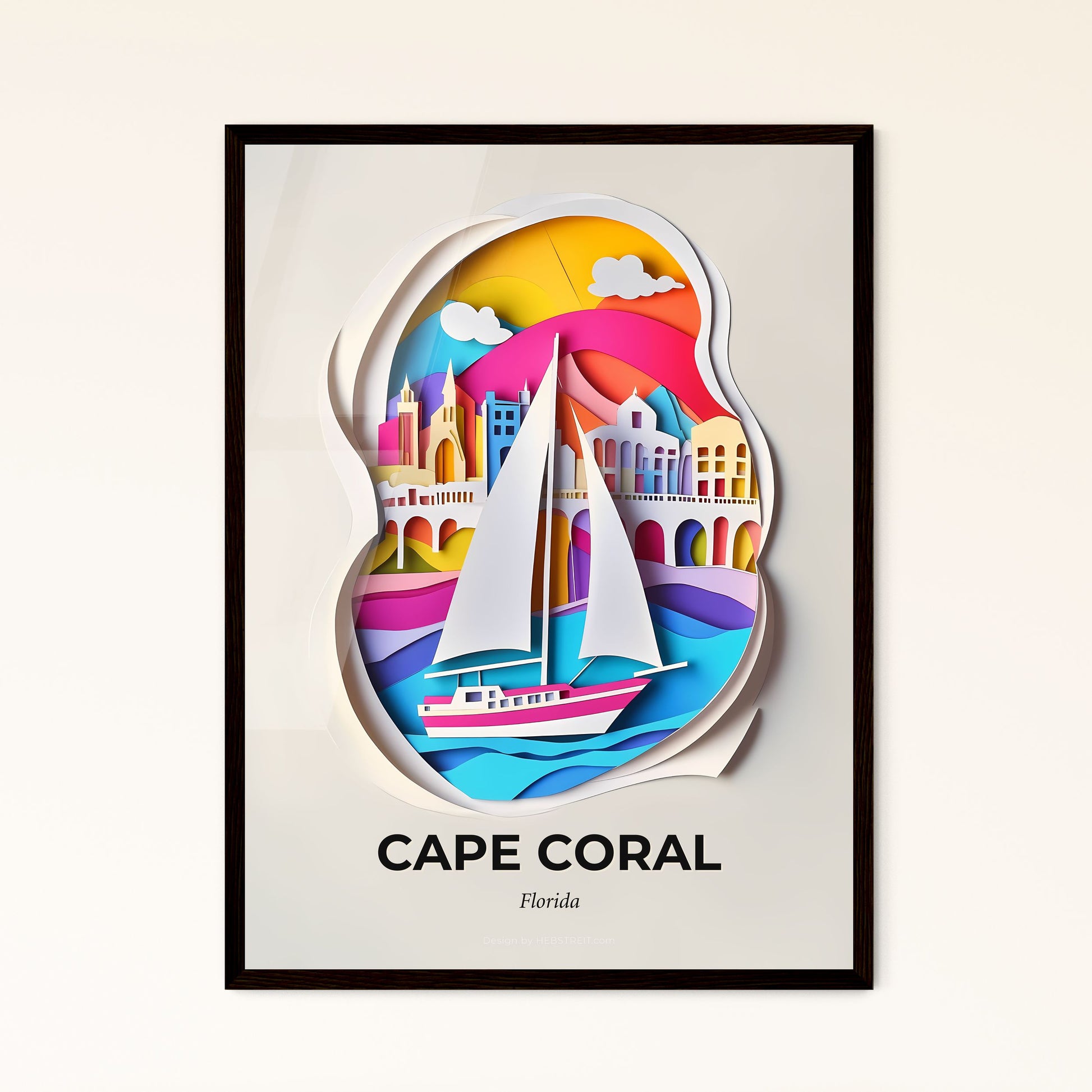 Vivid Cape Coral, Florida, Papercut Print