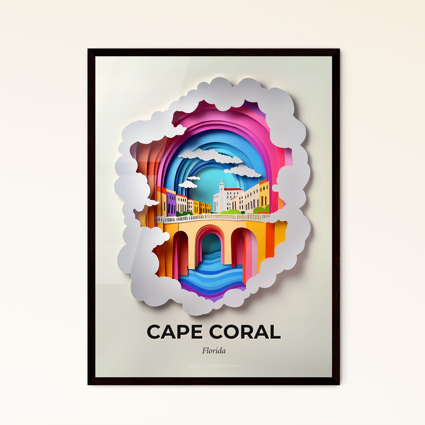 Vivid Cape Coral, Florida, Papercut Print