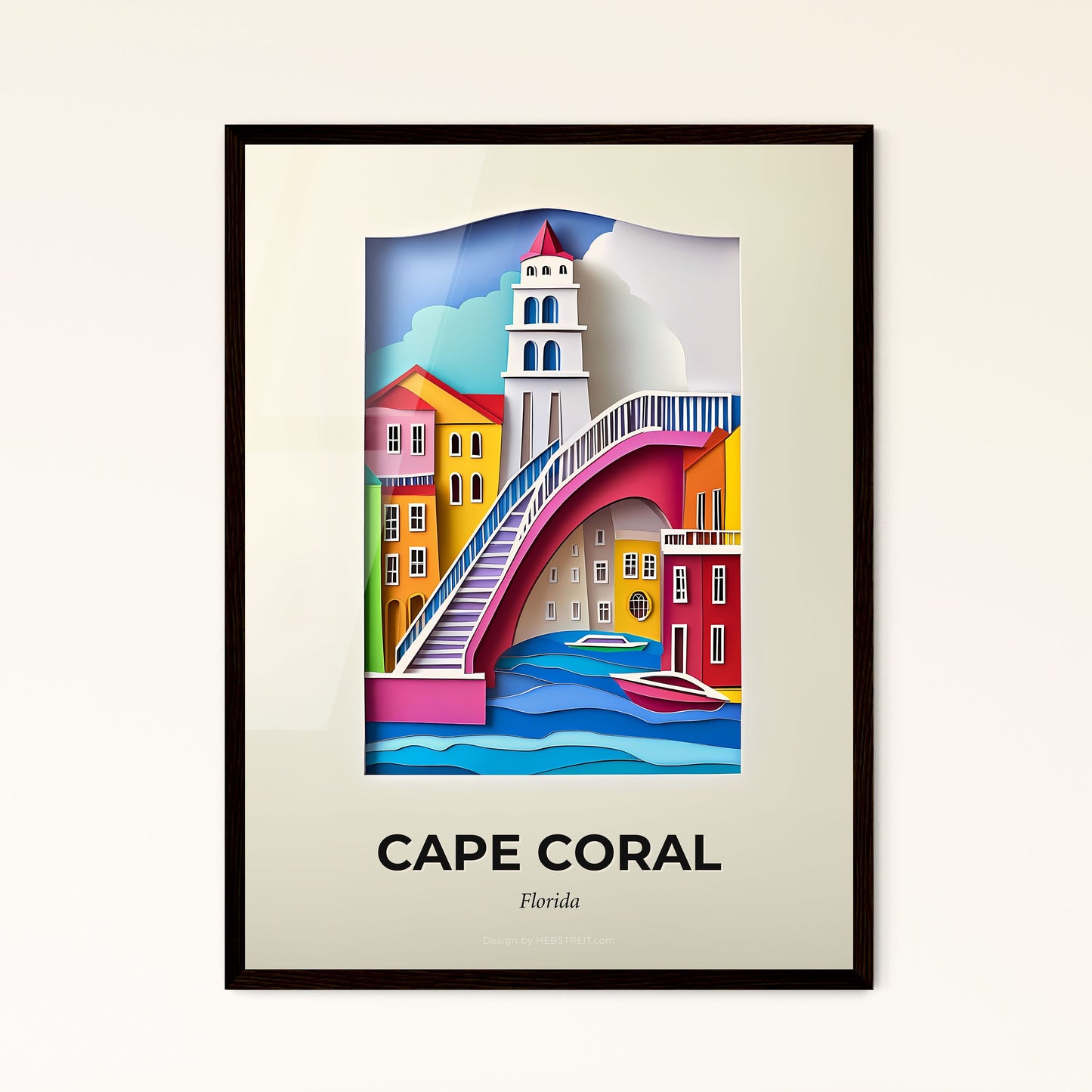 Vivid Cape Coral, Florida, Papercut Print