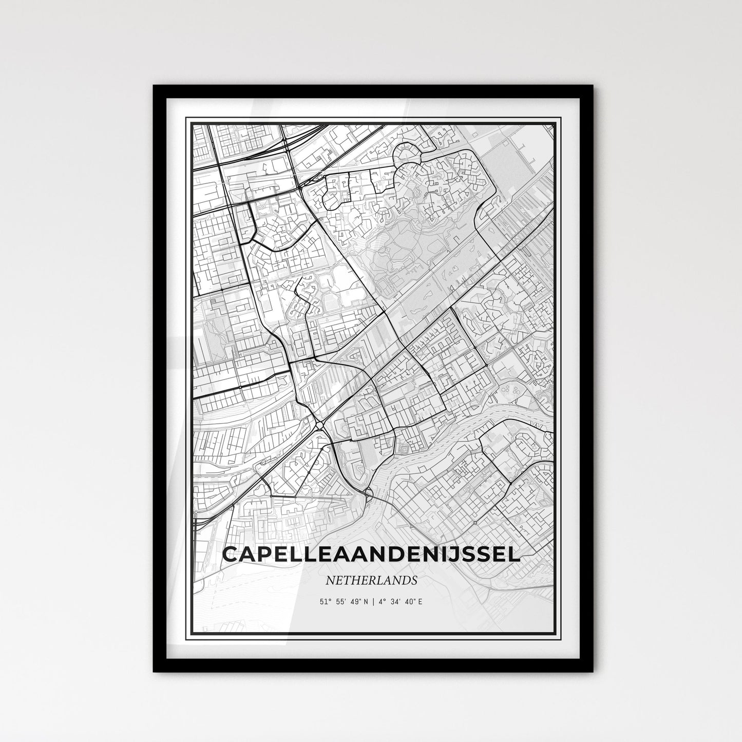  Capelle aan den IJssel Netherlands - Scandinavian Style City Map for Modern Home Decor