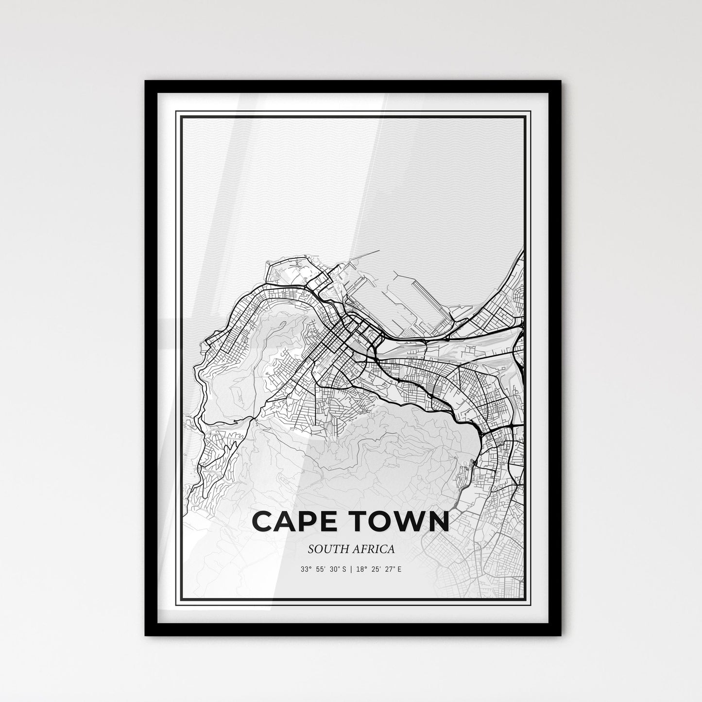 Cape Town South Africa - Scandinavian Style City Map for Modern Home Decor