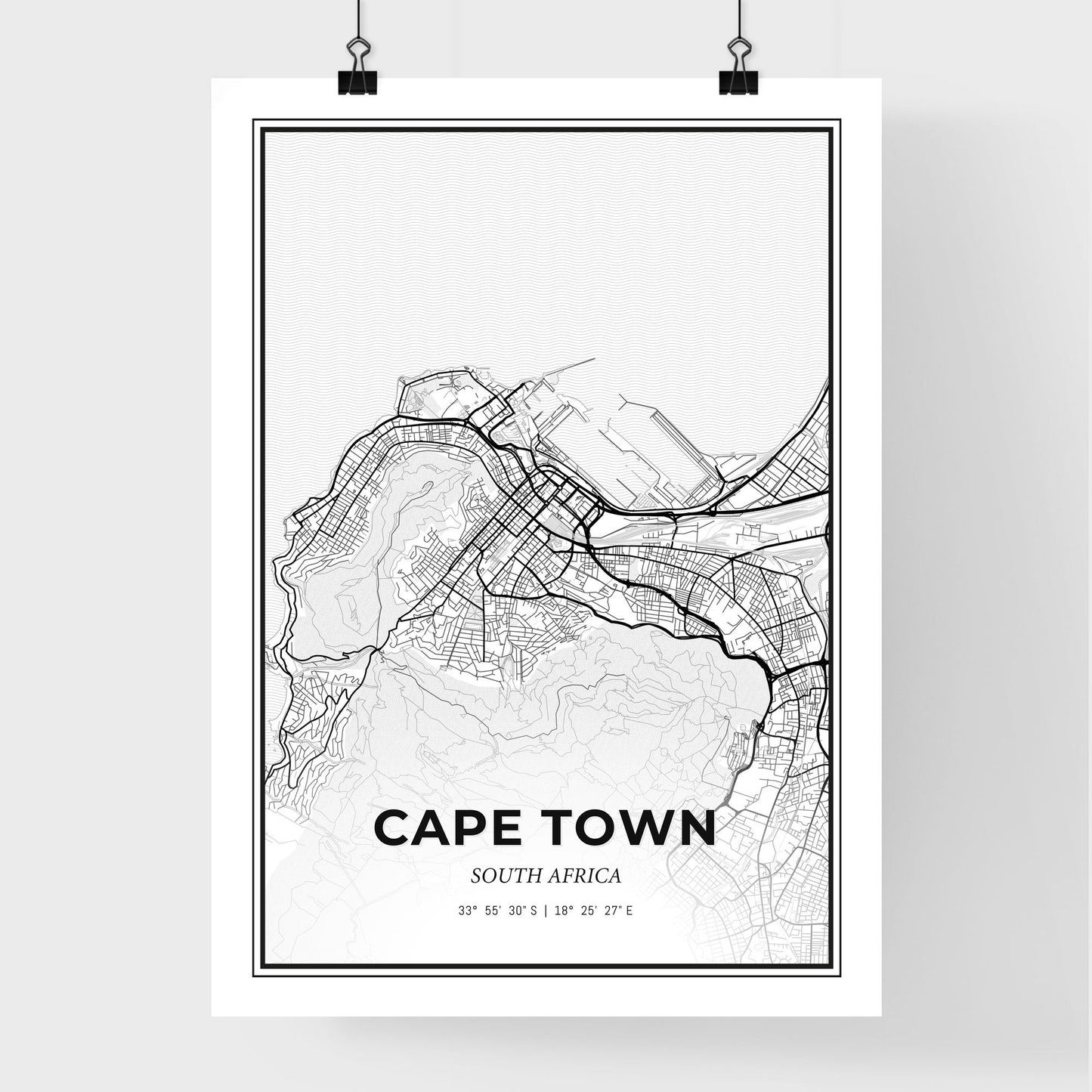 Cape Town South Africa - Premium City Map Poster