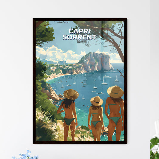 Capri Sorrento Italy Women looking at water  - Framed Art Print