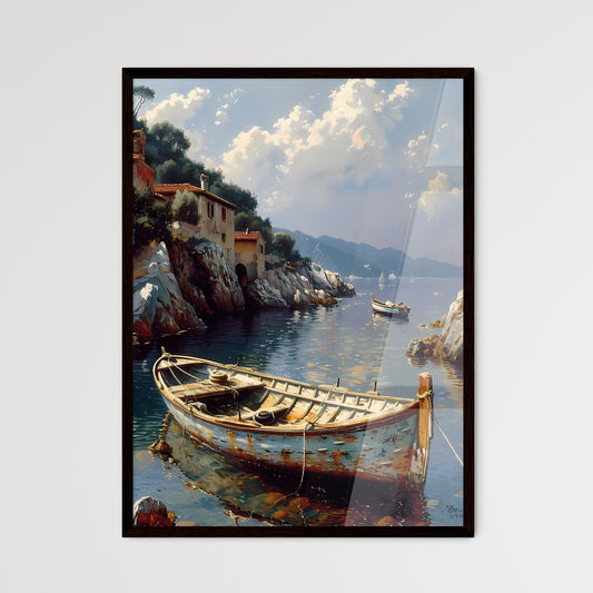 Vibrant Italian Seaside Fishing Village Pain - Framed Art Print