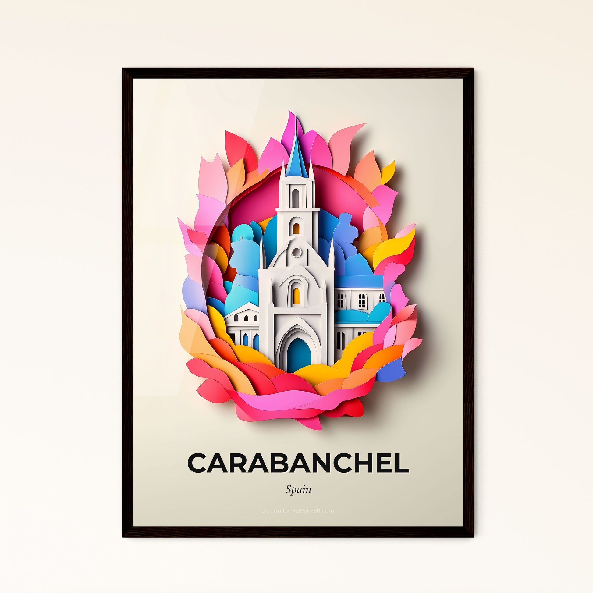 Vivid Carabanchel, Spain - a paper cut of a church surrounded by colorful leaves