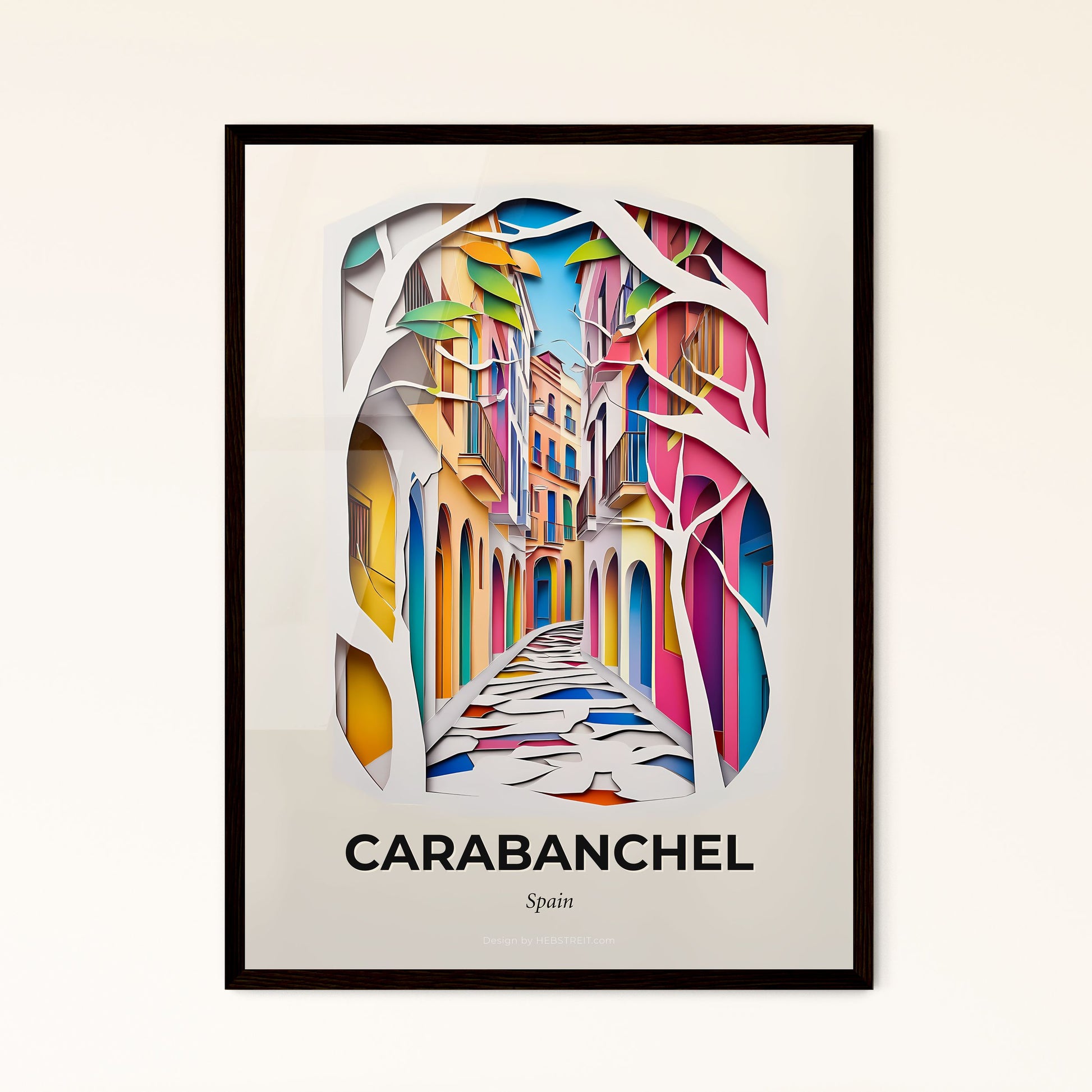 Vivid Carabanchel, Spain - a paper cut of a street with colorful buildings