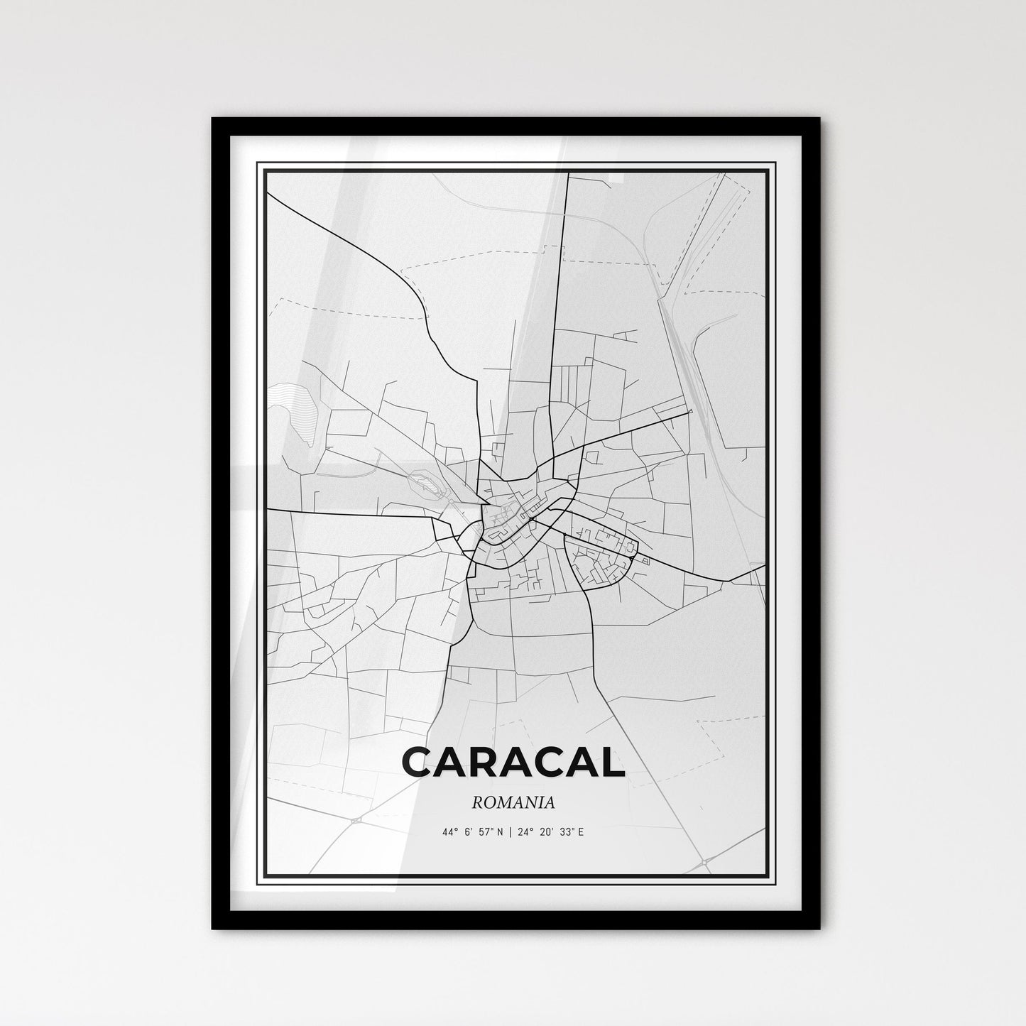 Caracal Romania - Scandinavian Style City Map for Modern Home Decor