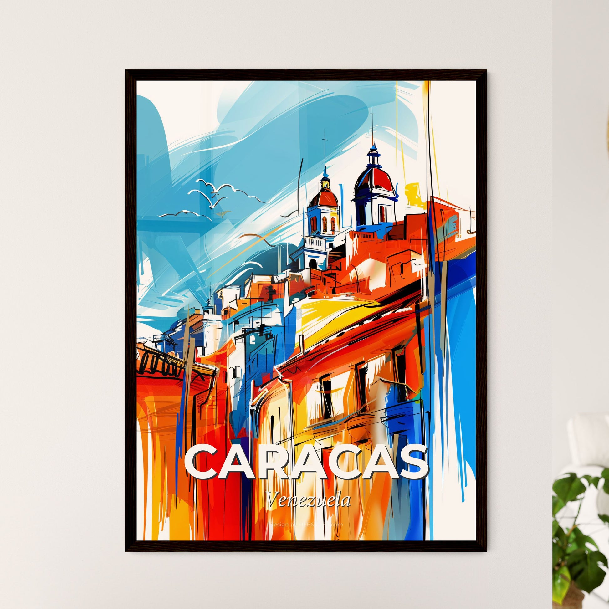 Vibrant Caracas, Venezuela - A Painting Of A Colorful City