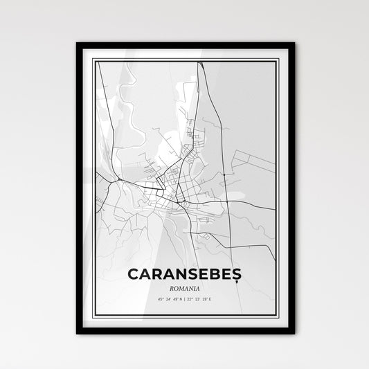 Caransebeș Romania - Scandinavian Style City Map for Modern Home Decor