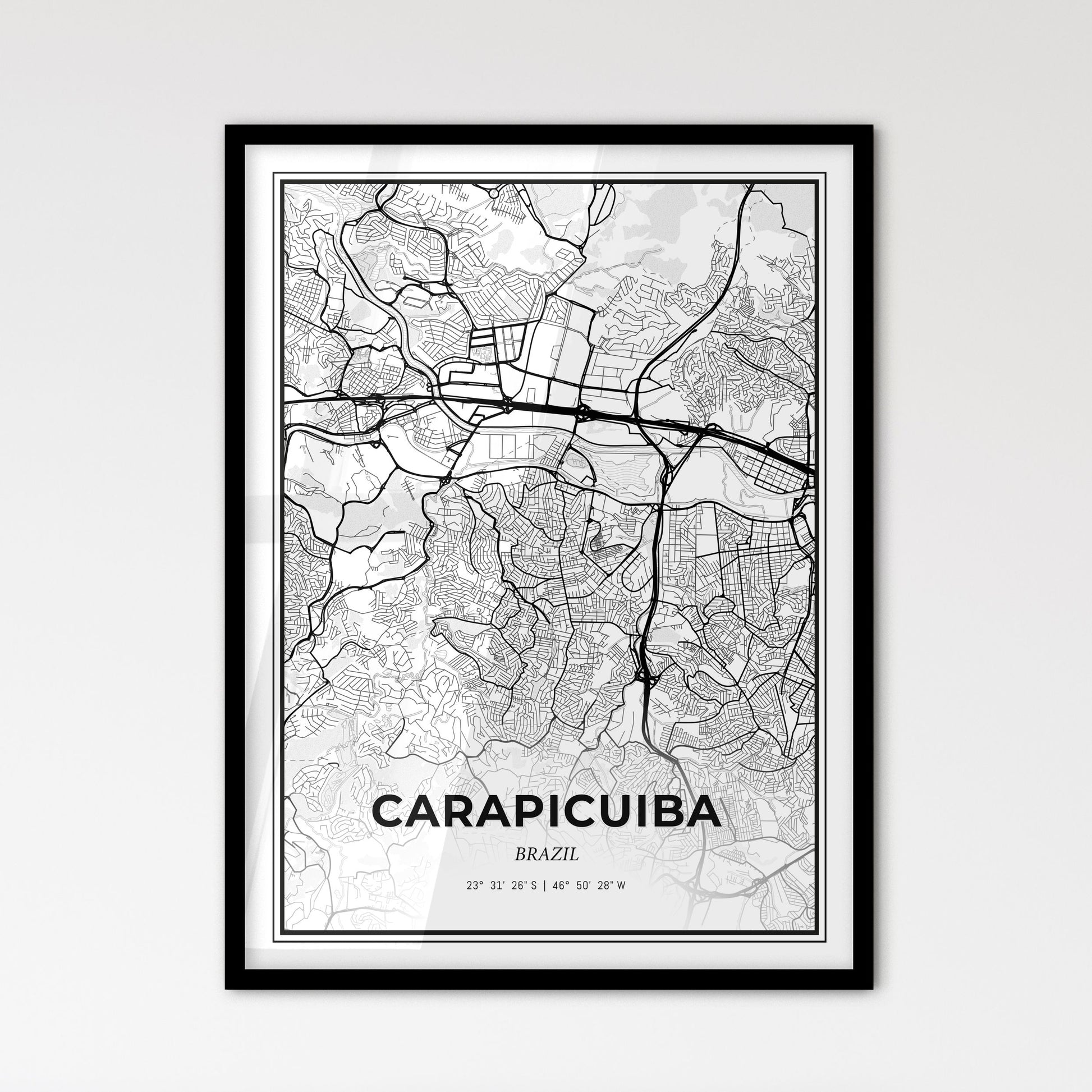 Carapicuiba Brazil - Scandinavian Style City Map for Modern Home Decor