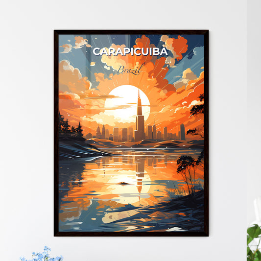 Colorful Cityscape Painting of Carapicuiba Brazil Skyline at Sunset Default Title