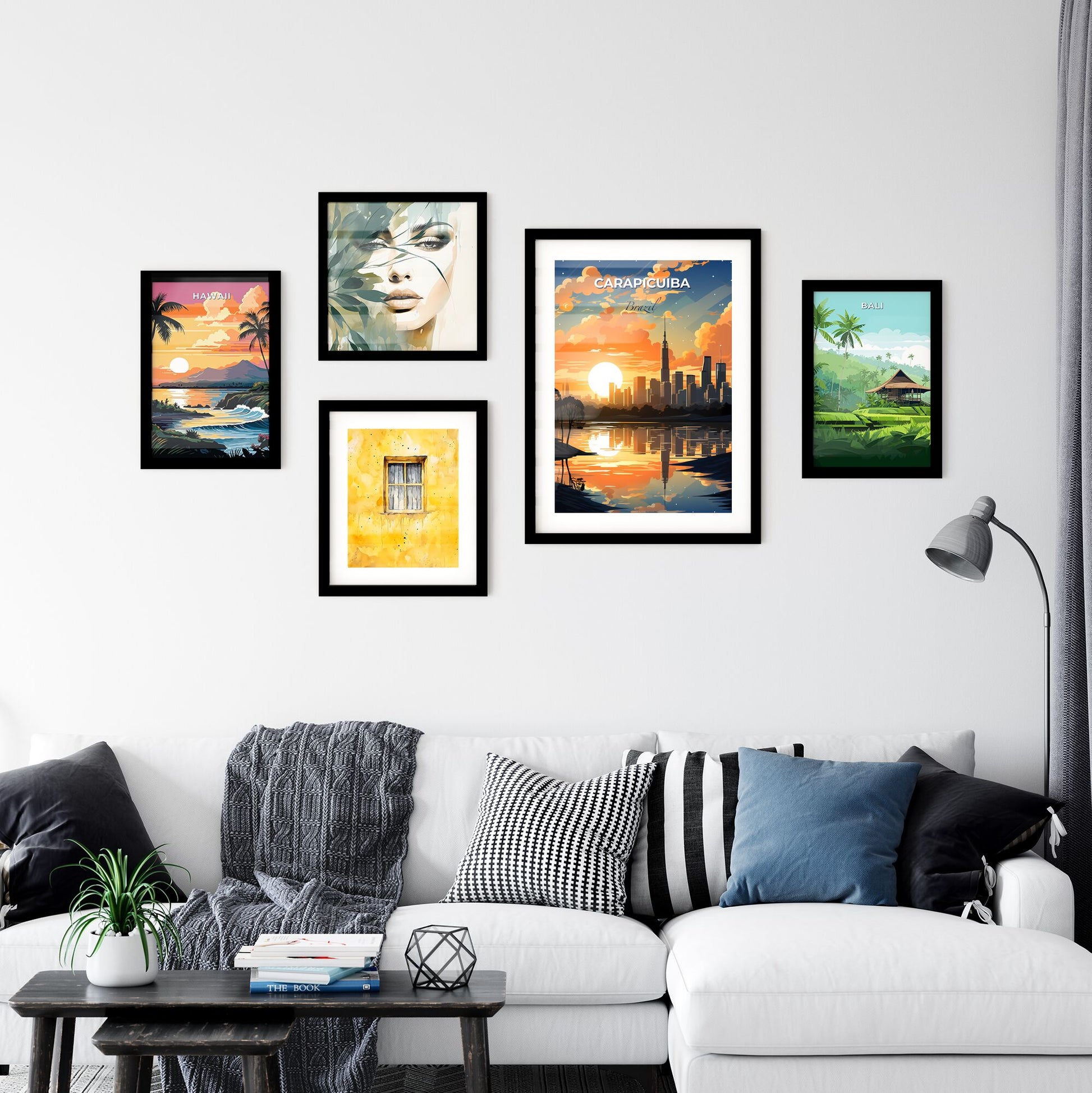 Vibrant Carapicuiba Brazil City Skyline Sunset Painting Urban Art Highrise Buildings Default Title