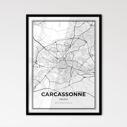 Carcassonne France - Scandinavian Style City Map for Modern Home Decor