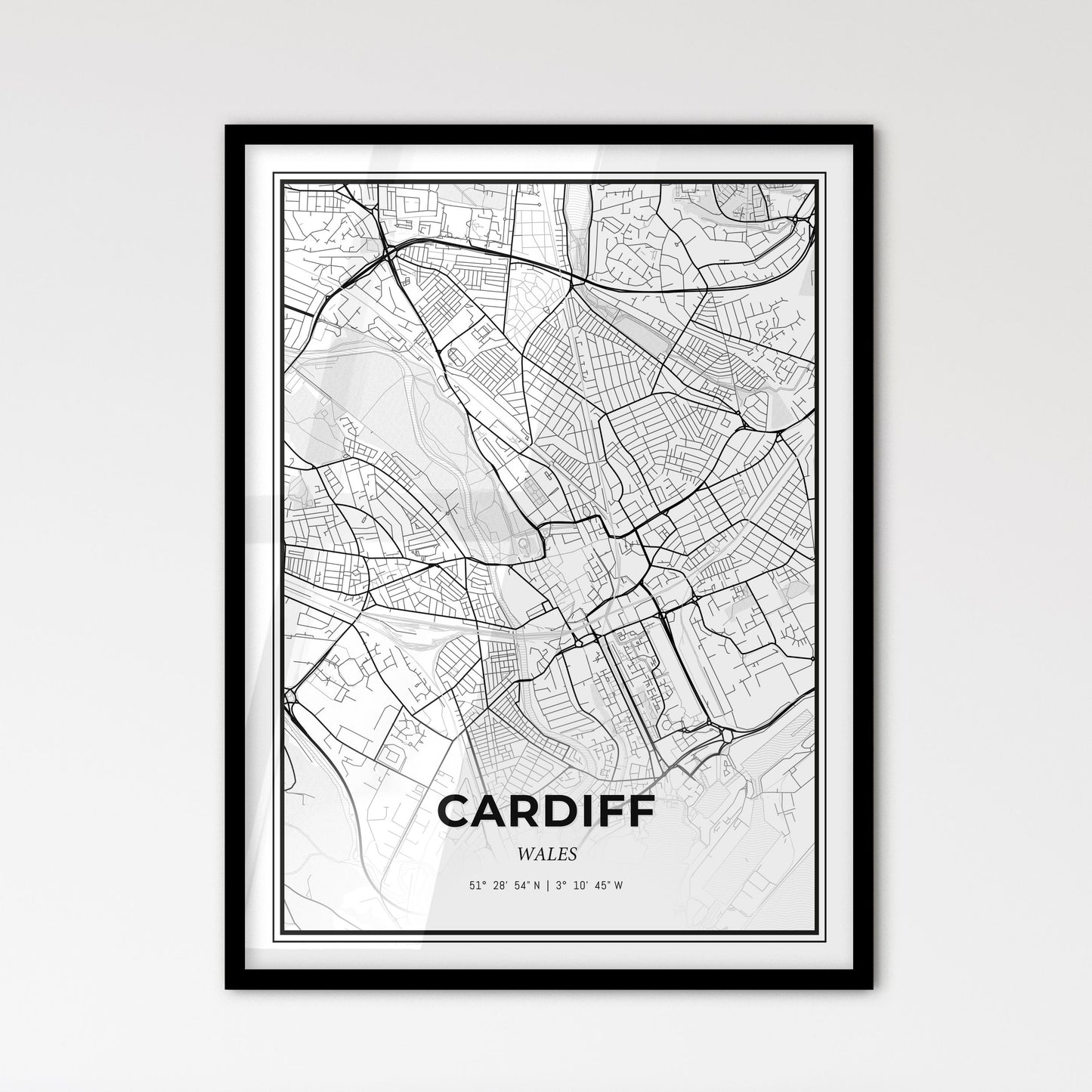 Cardiff Wales - Scandinavian Style City Map for Modern Home Decor