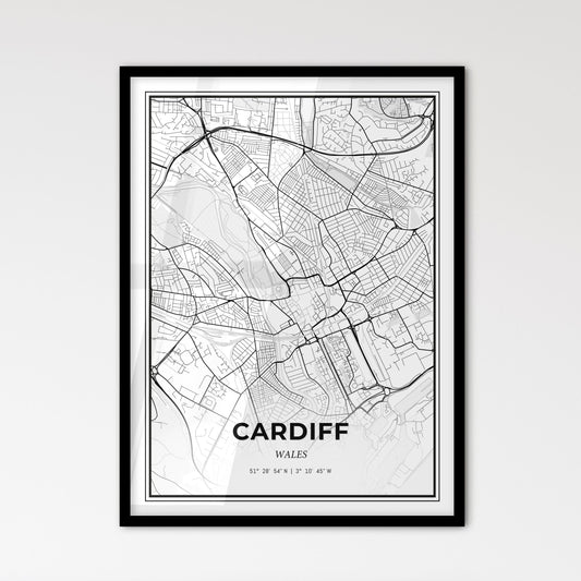 Cardiff Wales - Scandinavian Style City Map for Modern Home Decor