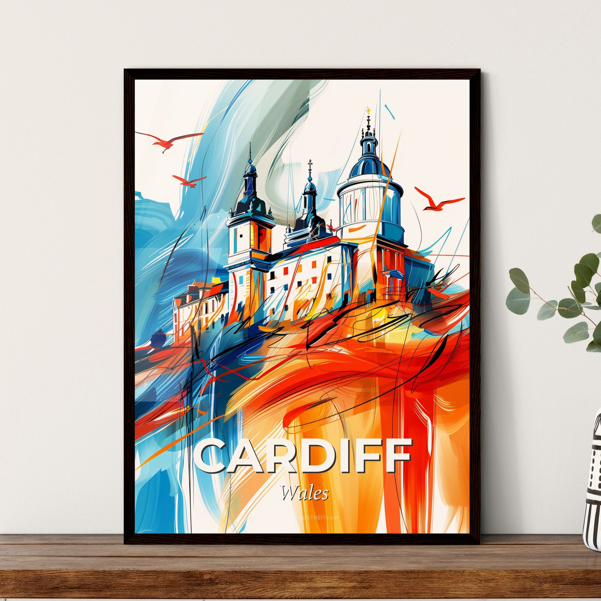 Vibrant Cardiff, Wales - A Painting Of A Castle